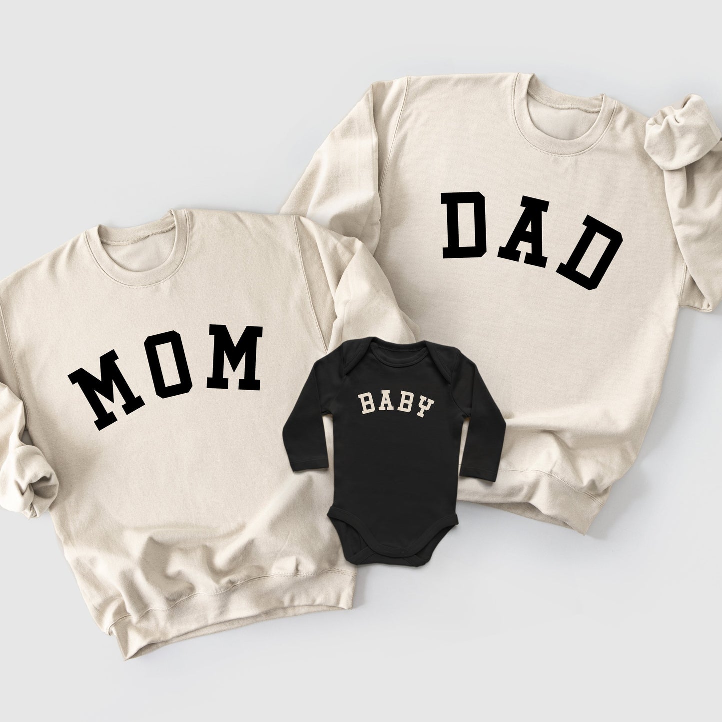 Mom, Dad and Baby Neutral Family Matching Sweatshirts