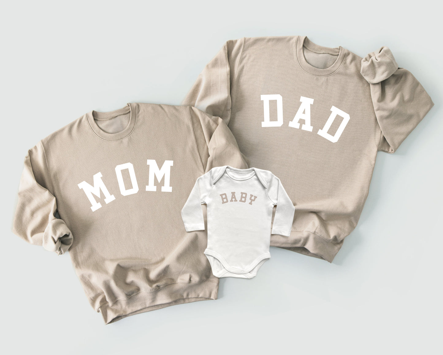 Mom, Dad and Baby Neutral Family Matching Sweatshirts