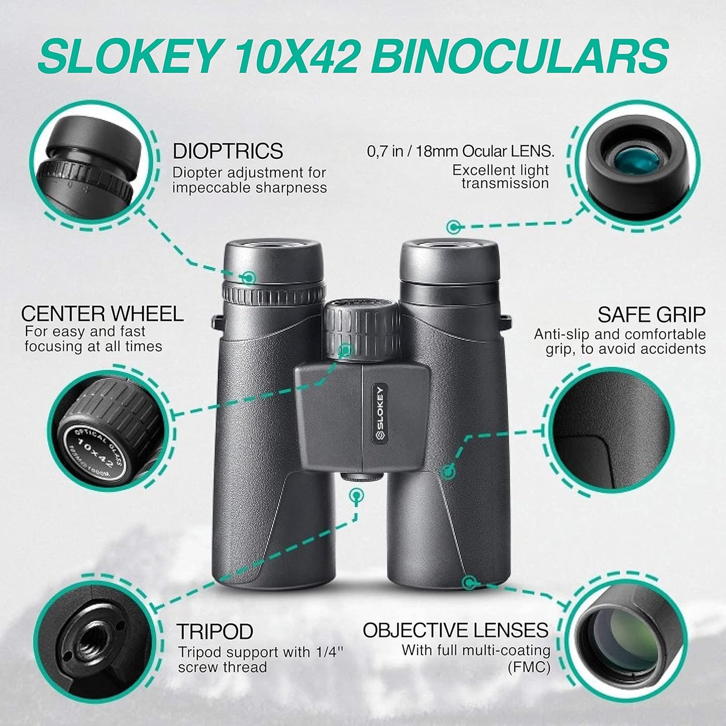 Slokey 10x42 Binoculars - Professional and Powerful Binoculars