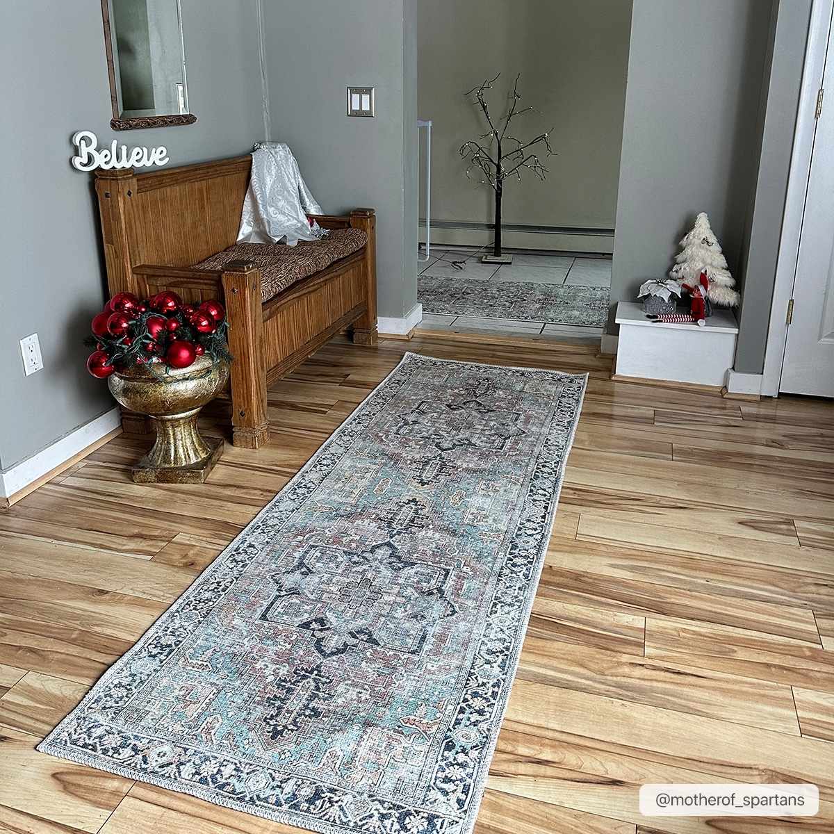 Green Nisa Tumble Dry Washable Rug-2