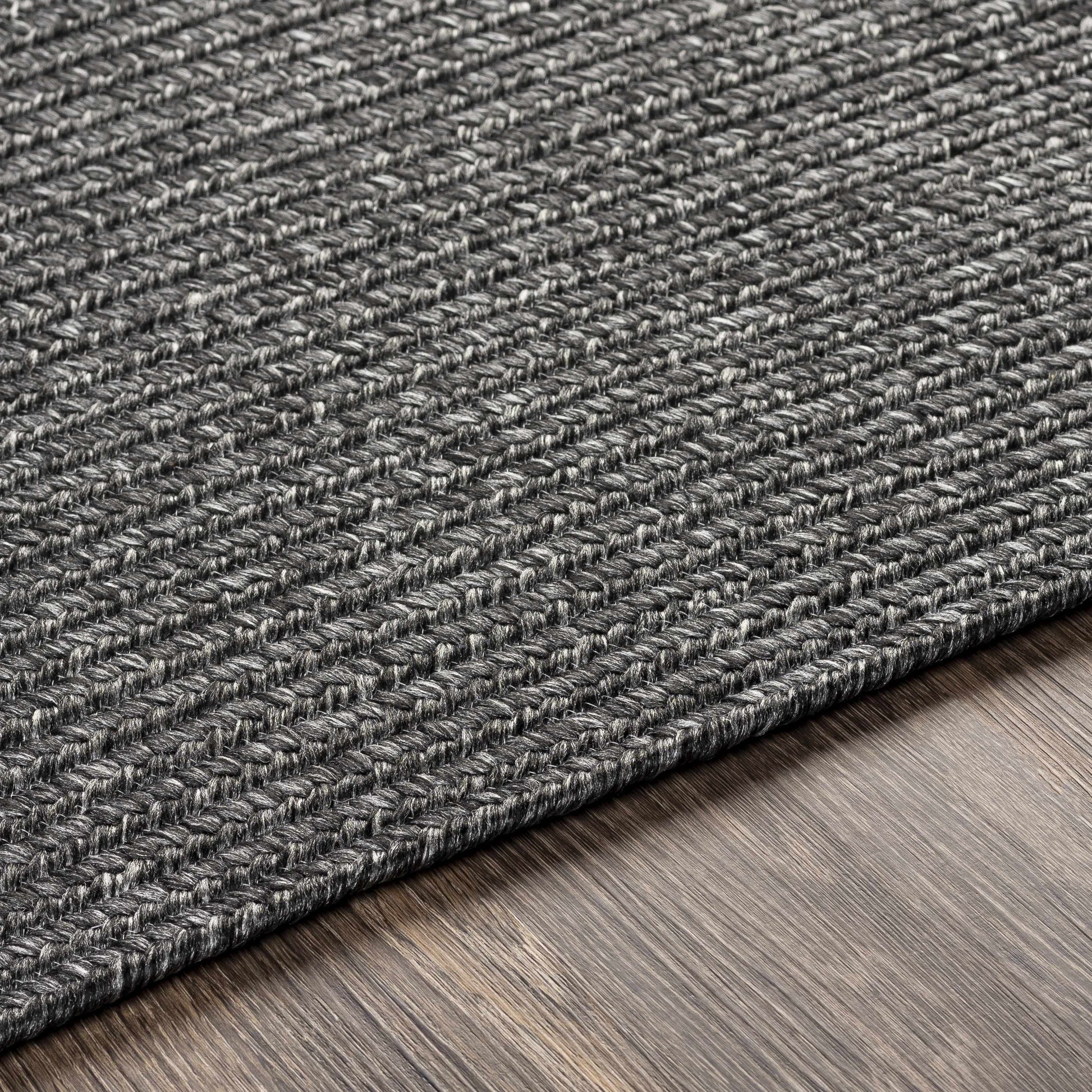 Black Braided Faux Jute Rug-3