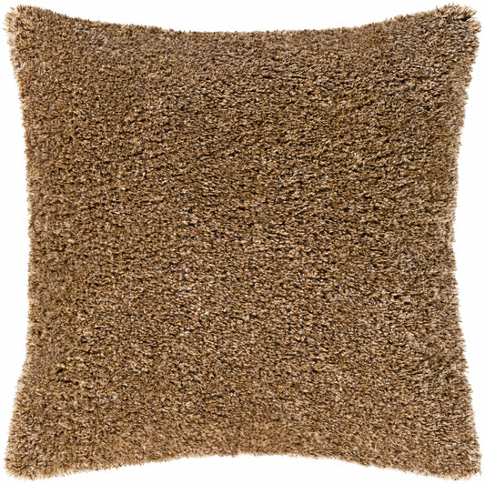 Mertzon Cozy Brown Shag Throw Pillow - Clearance-0