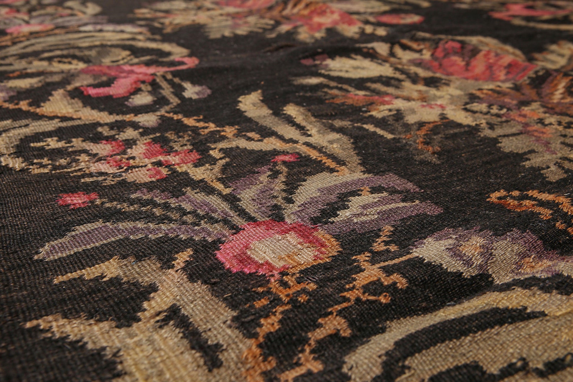 4'2''x13'5'' Vintage Hand Woven Turkish Kilim 100% Wool Runner Area Rug Charcoal-1