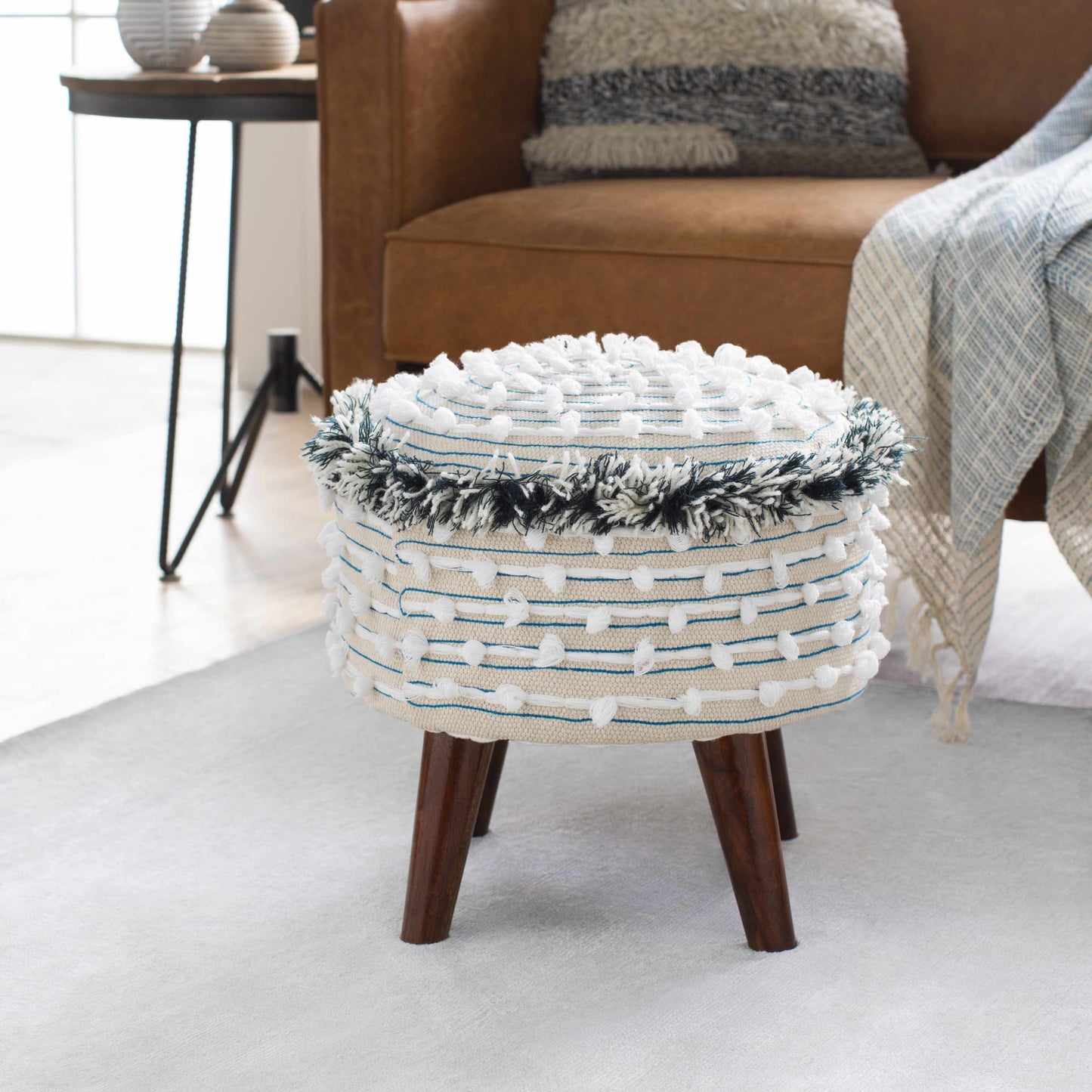 Matagami Beige Hand Woven Stool-2