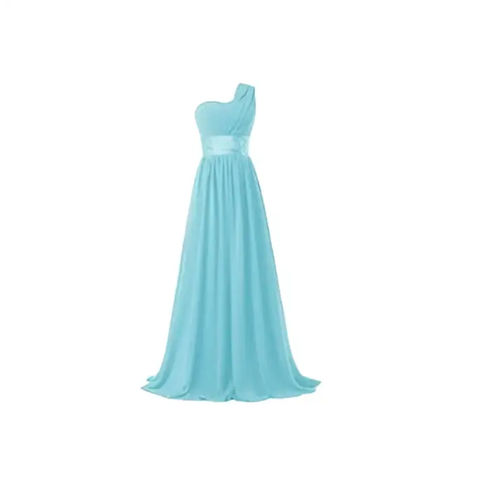 Multi-color Chiffon One-Shoulder Banquet Evening Dress