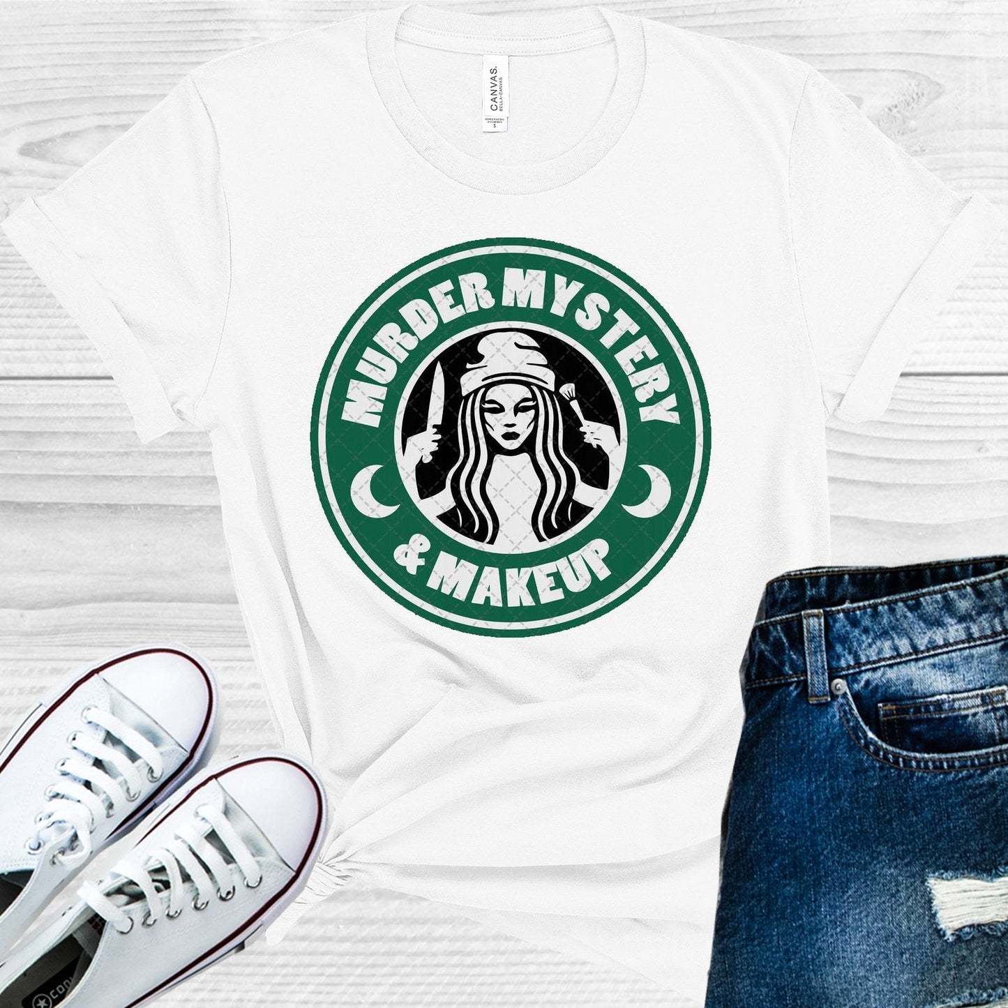 Murder Mystery & Makeup Graphic Tee