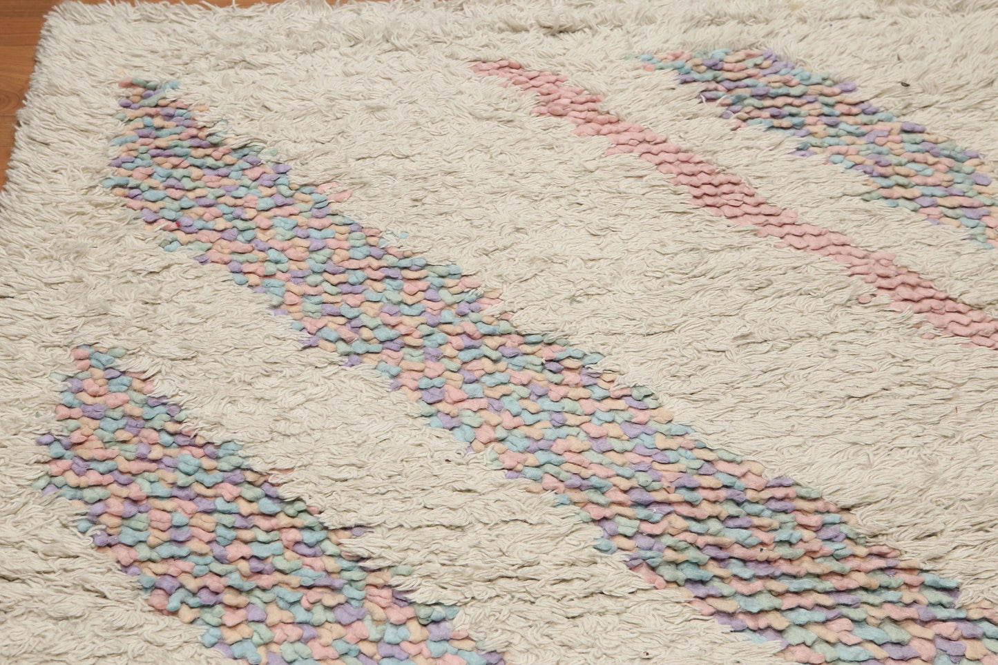 4' x 6' Handmade Shaggy 100% wool thick dense pile area rug Beige-3