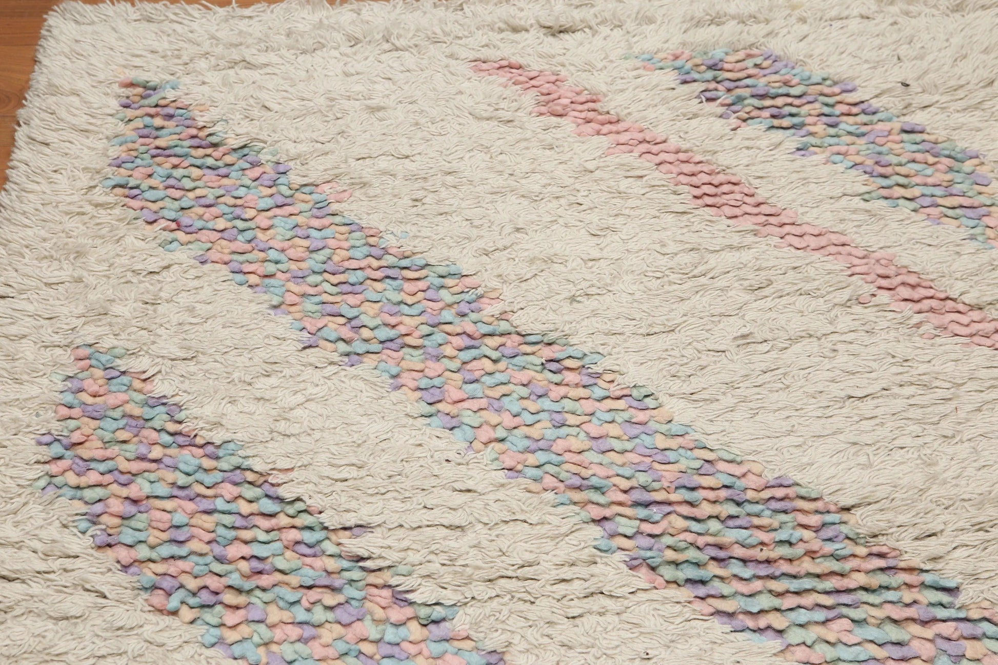 4' x 6' Handmade Shaggy 100% wool thick dense pile area rug Beige-3