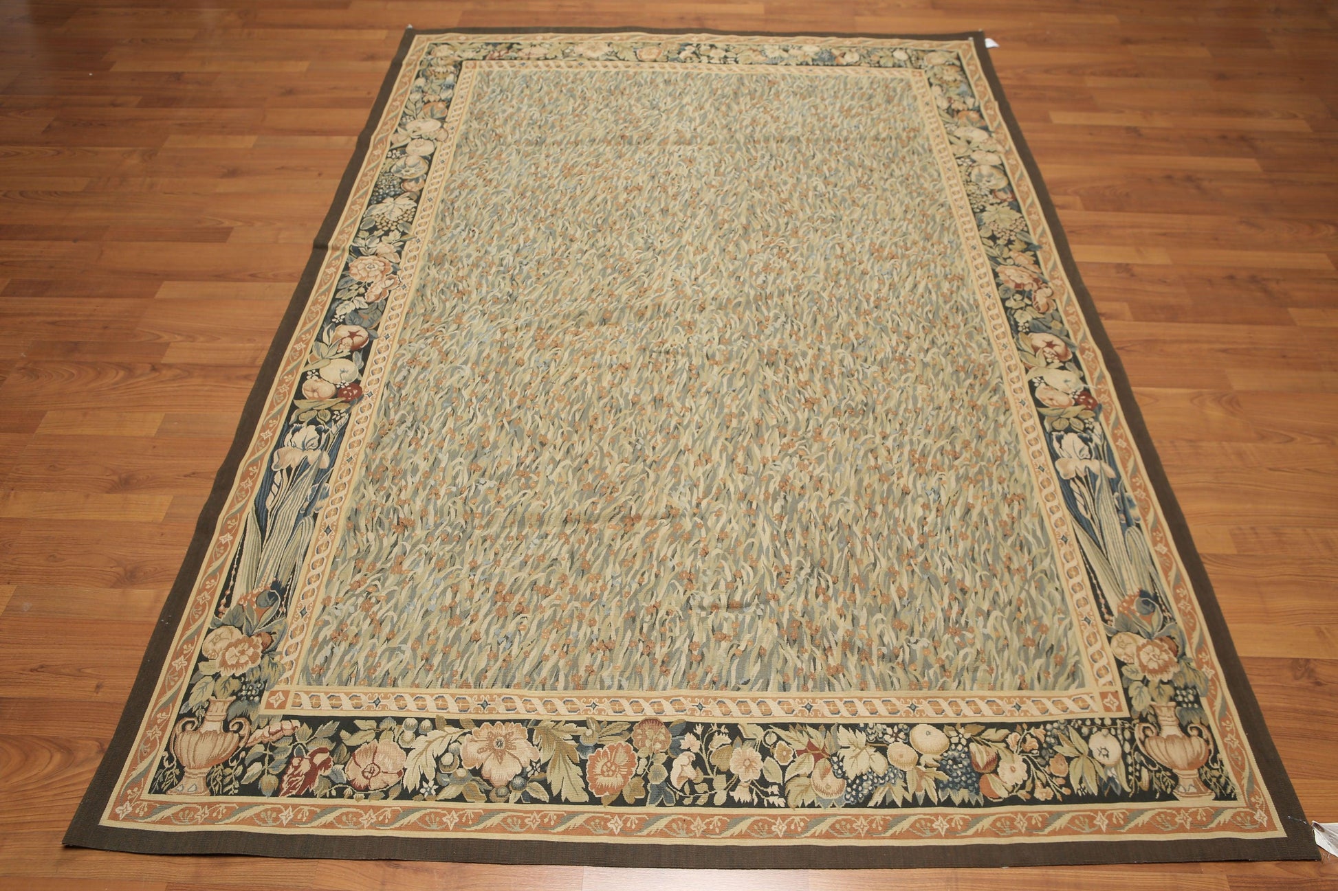 5'7" x 8' Hand woven Wool 300KPSI S. Fine French Needlepoint Tapestry Rug Green-2