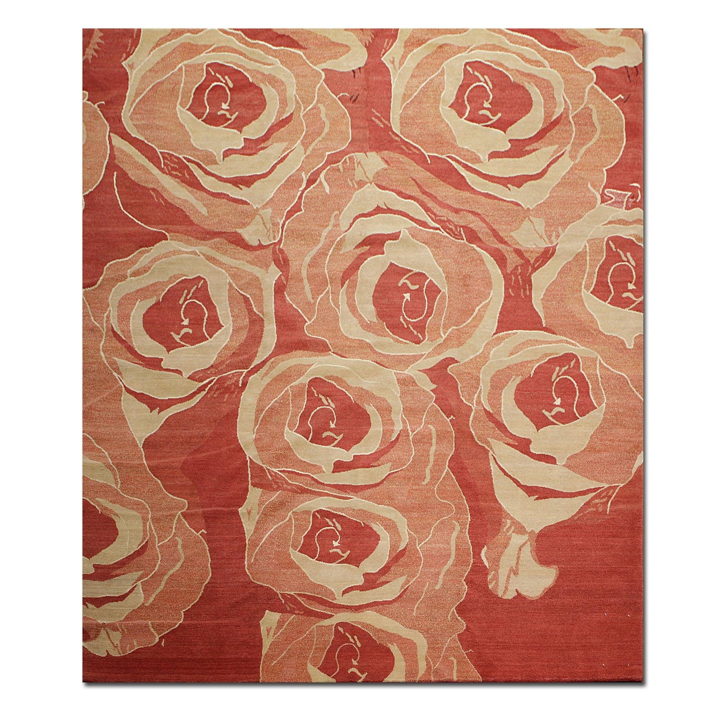 Tibetan Hand Knotted Area Rug Carpet Modern Wool & Silk Red New Red 7'10" x 9'10"-1