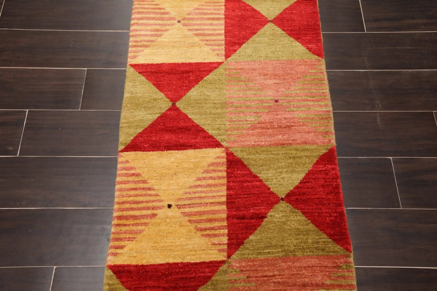 2'x4' Hand Knotted Contemporary Geometric Turkish Oriental Area Rug Gold-0