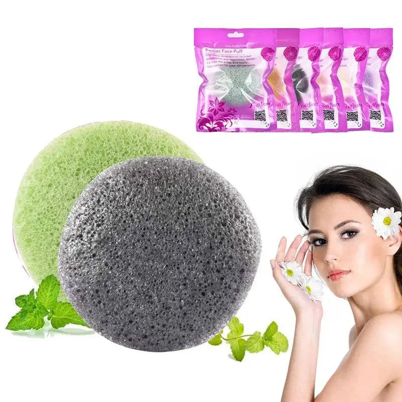 Natural Round Shap Konjac Sponge Face Cleaning Puff