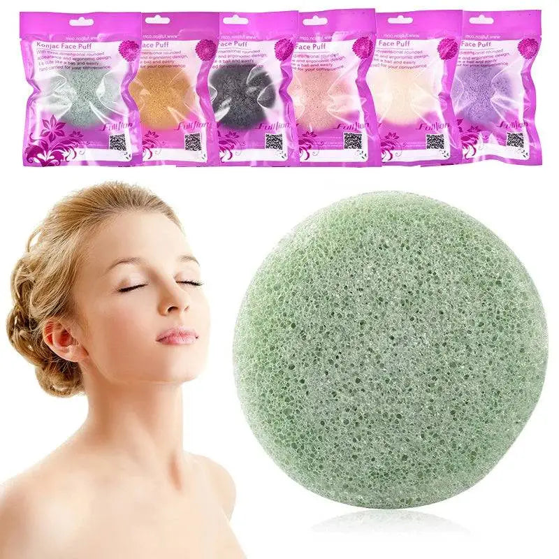 Natural Round Shap Konjac Sponge Face Cleaning Puff