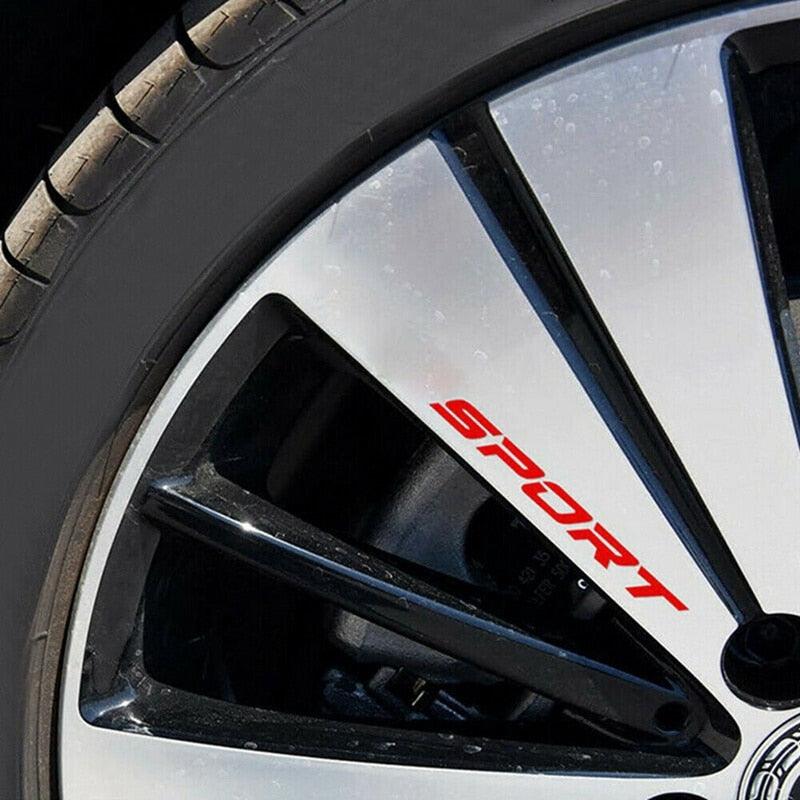 4PCS Reflective Sport Wheel Rim Decal Stickers – Racing Style Car Body & Hub Vinyl Set