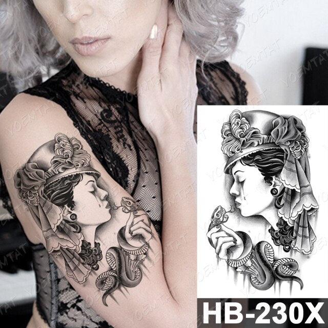 New Big Butterfly Waterproof Temporary Sticker Tattoo Elegant Black Colorful Tattoos Rose For Women Men