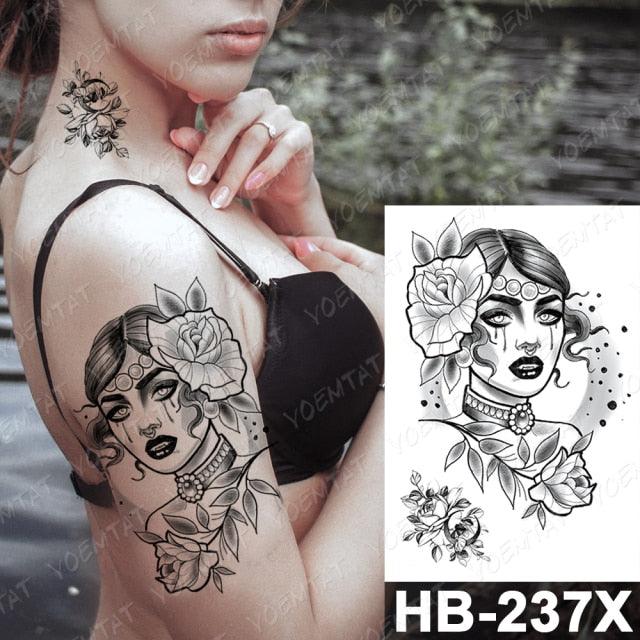 New Big Butterfly Waterproof Temporary Sticker Tattoo Elegant Black Colorful Tattoos Rose For Women Men