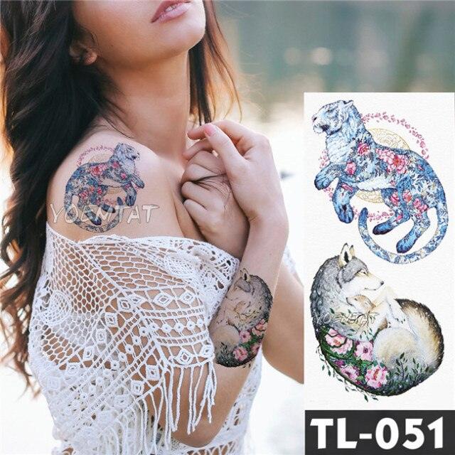 New Colorful And Black Womens Tattoo Temporary Flower Waterproof Elegant Modern Tattoo Realistic Design