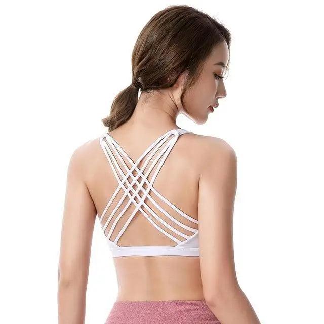 New Elegance Fitness Sports Bra for Women Push Up Wirefree Padded Crisscross Strappy Running Gym Training Workout Yoga Underwear Crop Tops