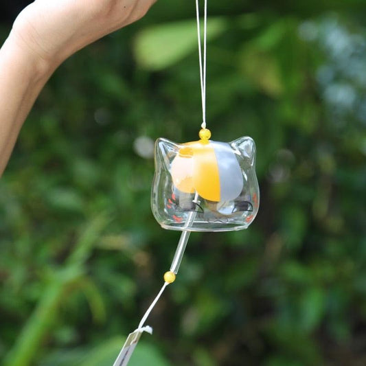 New Glass Cat Pattern Wind Chime Bell Home Garden Hanging Decor DIY Gift Glass Wind Chime Birthday Valentine's Day Gift Home Spa Kitchen Office Decor