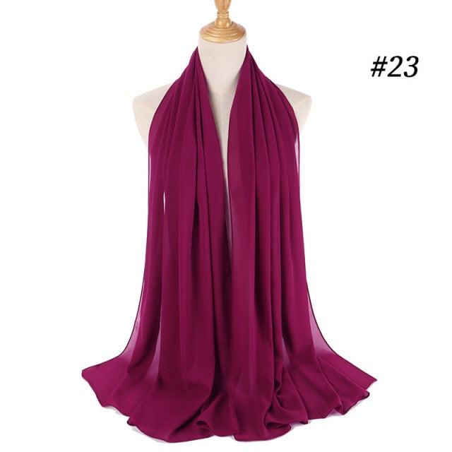 New Long Solid Colorful Soft Chiffon Hijab Elegant Scarf Wrap Lightweight Islamic Head Wear Escharpe Shawls Headband Stole Muslim Hijabs Wrap Headscarf Scarves Colors For Women