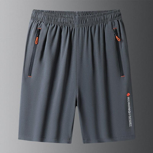 New Men's Casual Shorts New Men's Fashion Casual Ice Silk Shorts Solid Color Fitness Breathable Quick-drying Shorts Shorts Men Run Shorts Patchwork Training Shorts Pockets Gym Sports Quick Dry Short