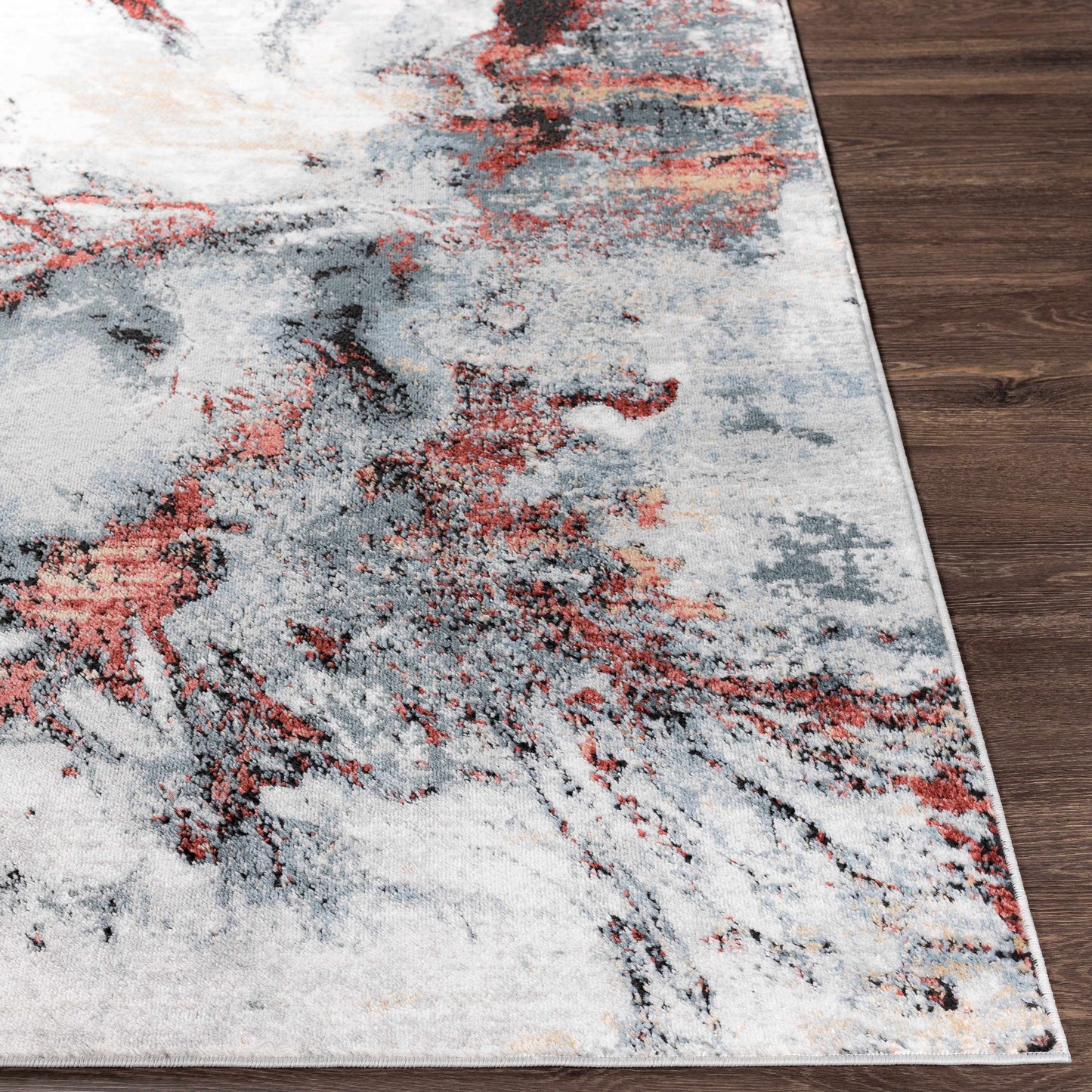 Kirkland Silver-Red Marble Rug-2