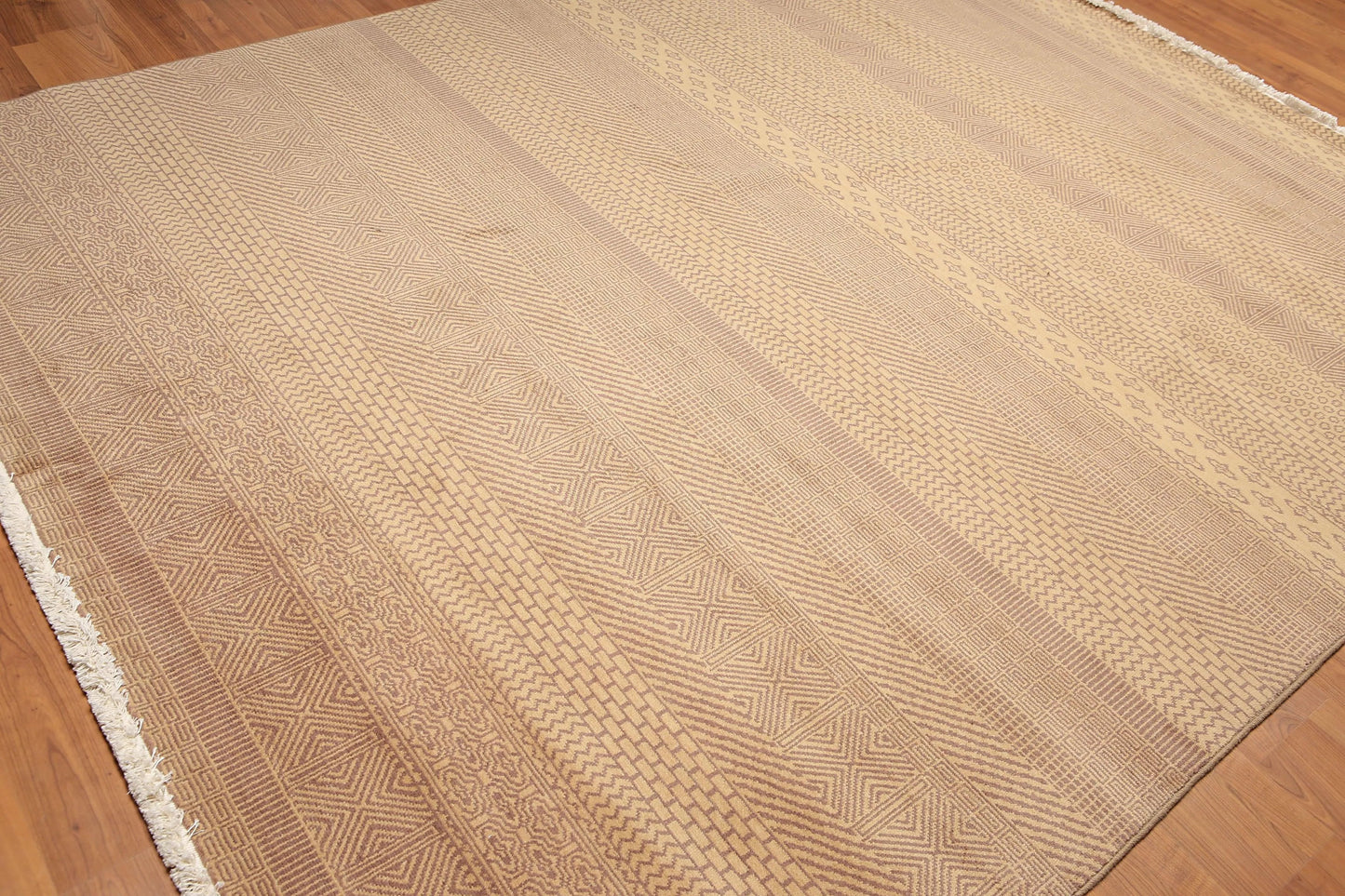 8' x 10' Hand Knotted Contemporary 100% Wool Pile Area Rug Tan-4
