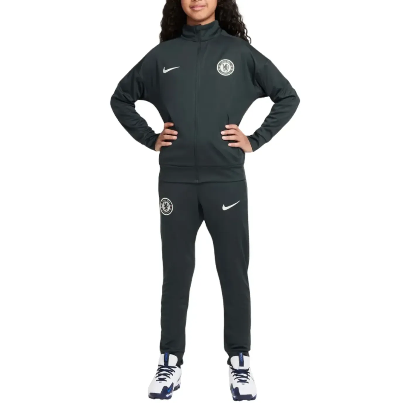 Kids - Chelsea dark green training presentation tracksuit 2025/26 - Nike-3