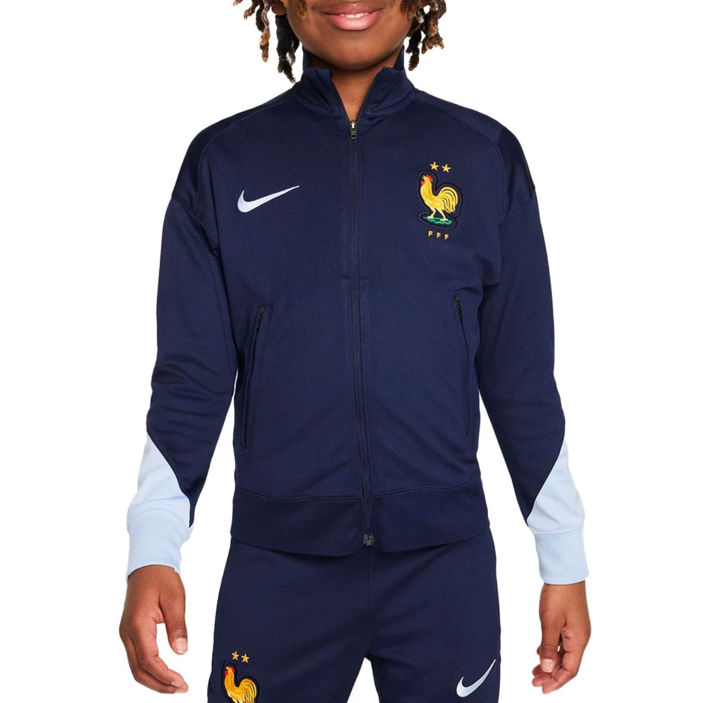 Kids - France training presentation soccer tracksuit 2024/25 navy - Nike-0