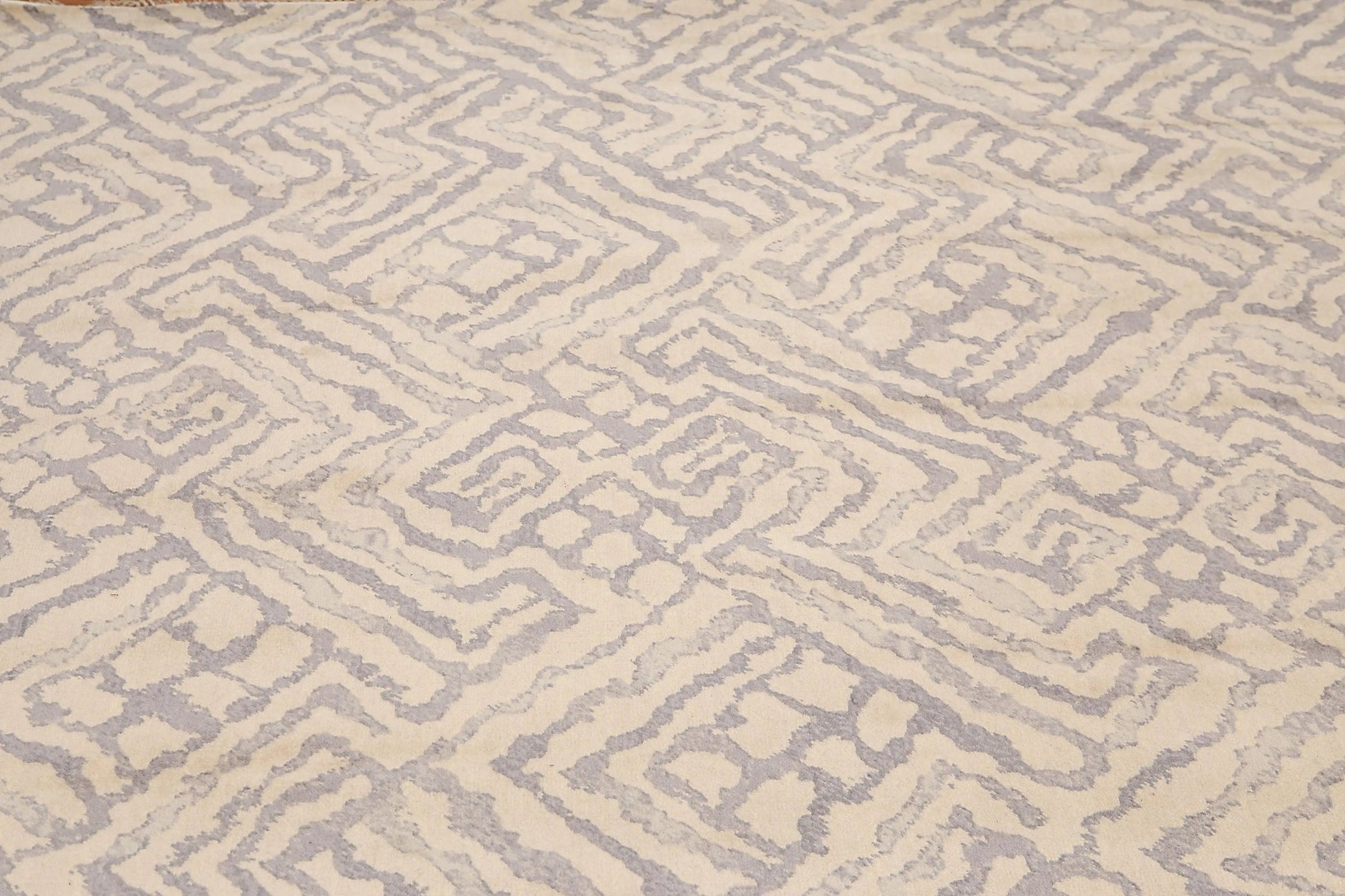 6' x 9' Hand Knotted Geometric Pattern 100% Wool Area rug Beige-4