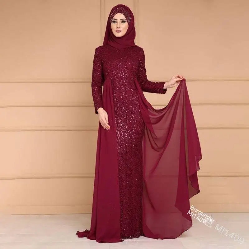 Noble Elegant Slim Purple Sequined Evening Gown