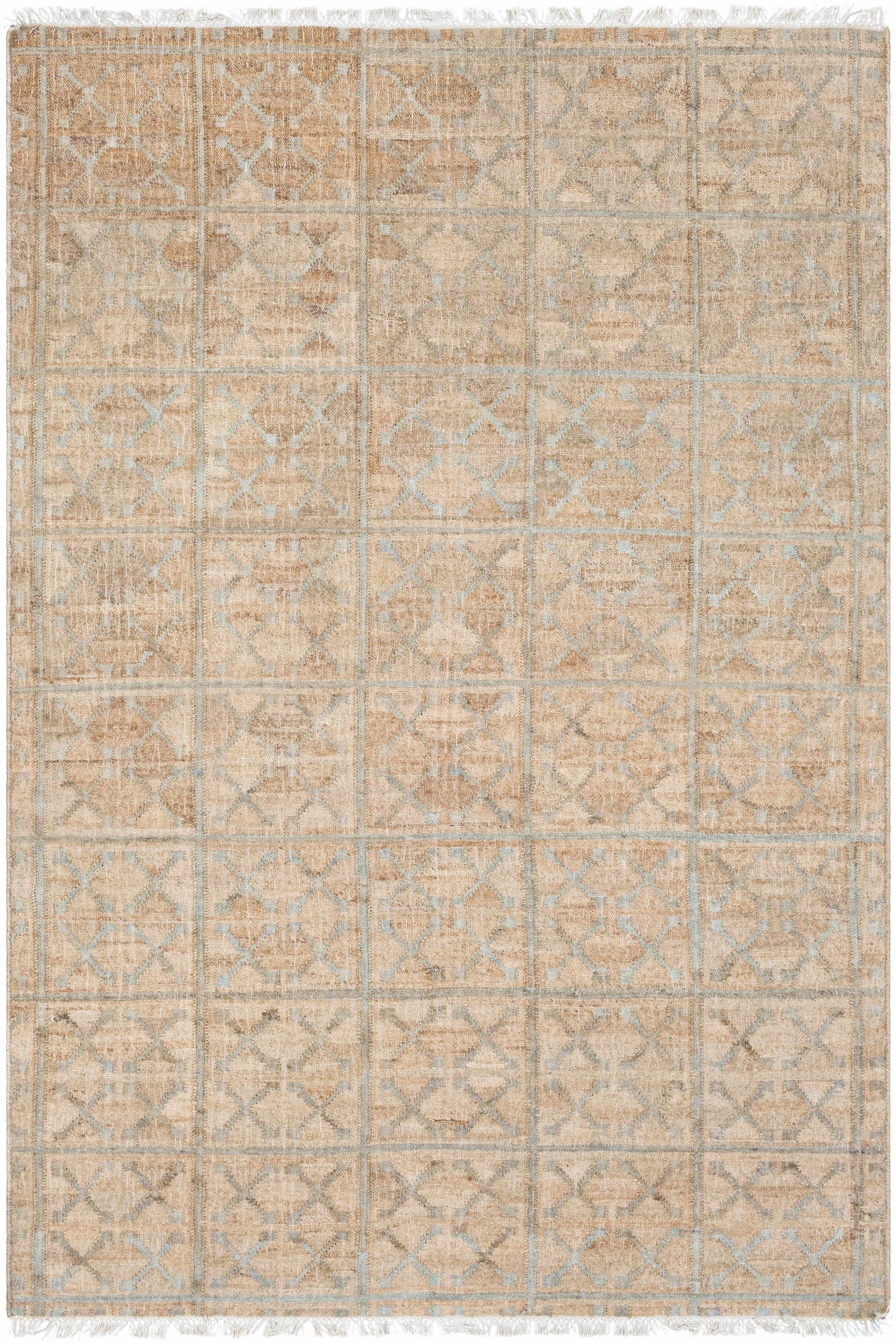 Rice Dusty Sage Fringed Jute Carpet-5