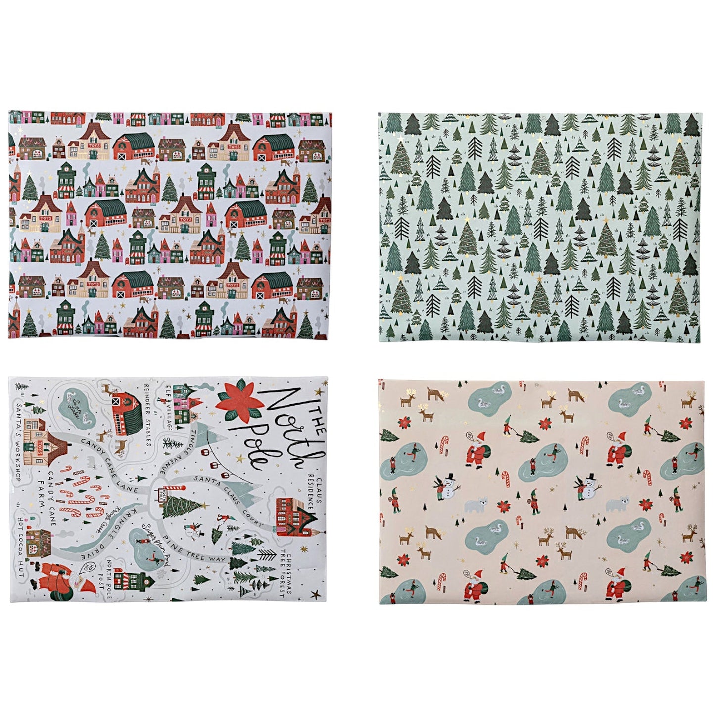 North Pole Recycled Wrapping Paper Sheets | 3 Sheet Roll