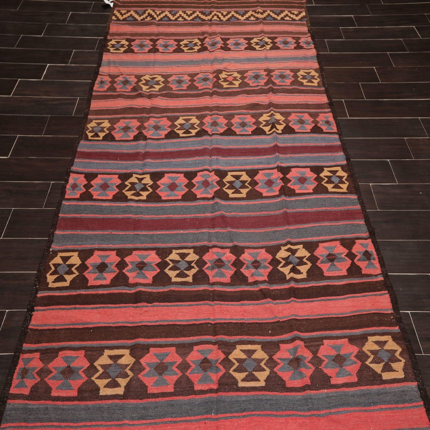 5'5" x 11'6" Vintage Hand-Woven Southwestern Kilim Oriental Area Rug Runner Rose-0