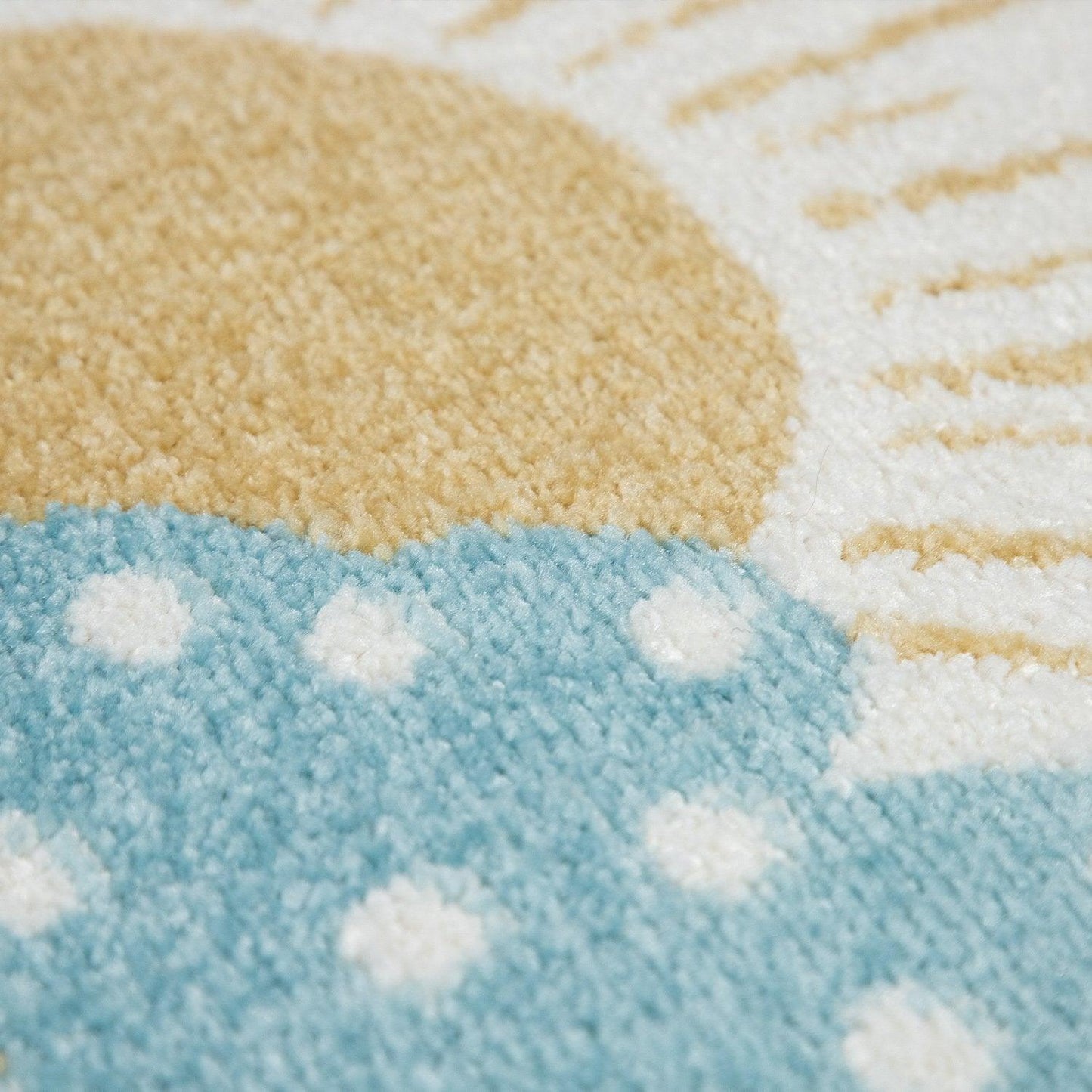 Nursery Rug For Kids Llama, Mountains in Grey Blue Cream-3