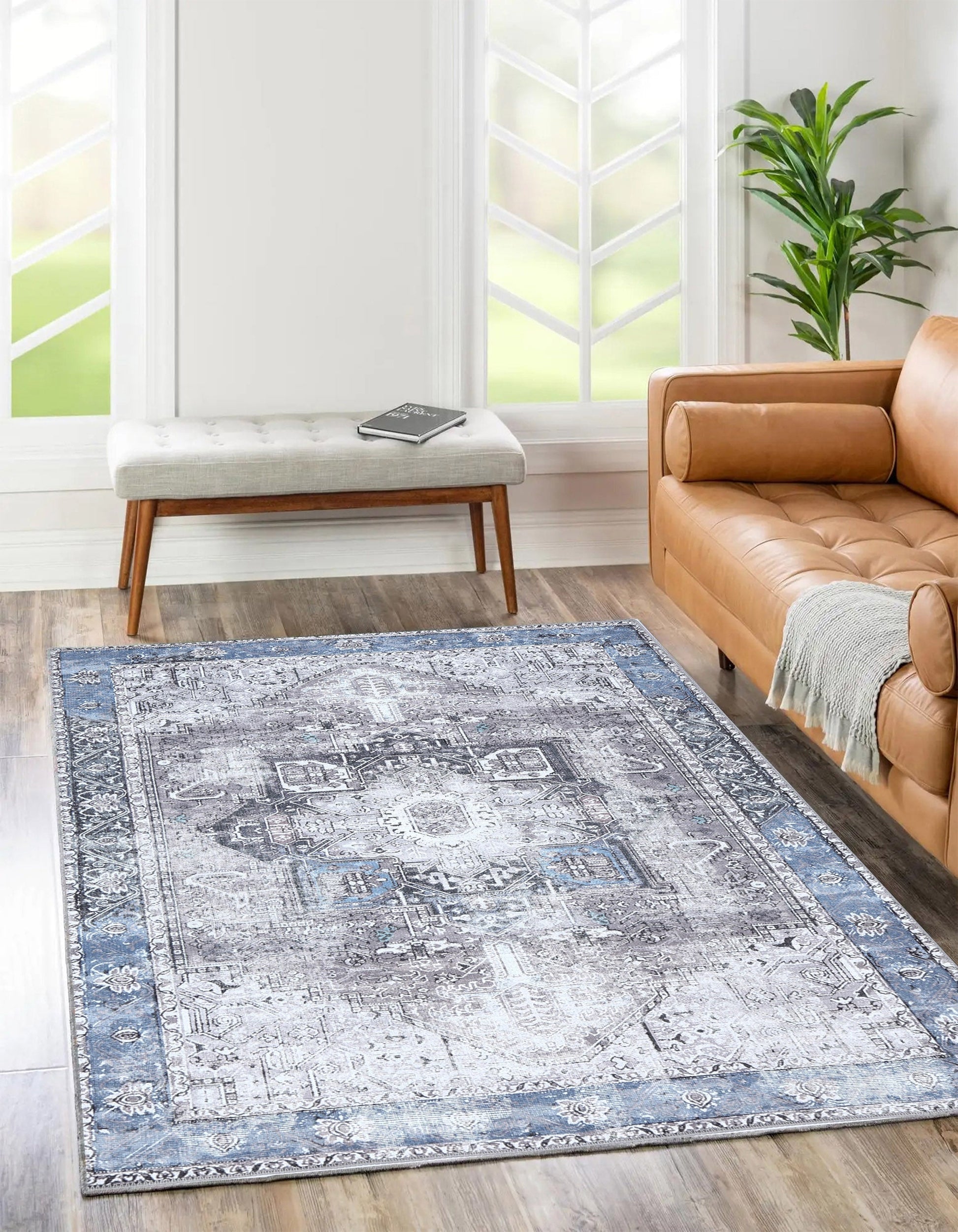 Odette Machine Washable in Blue Rug-1