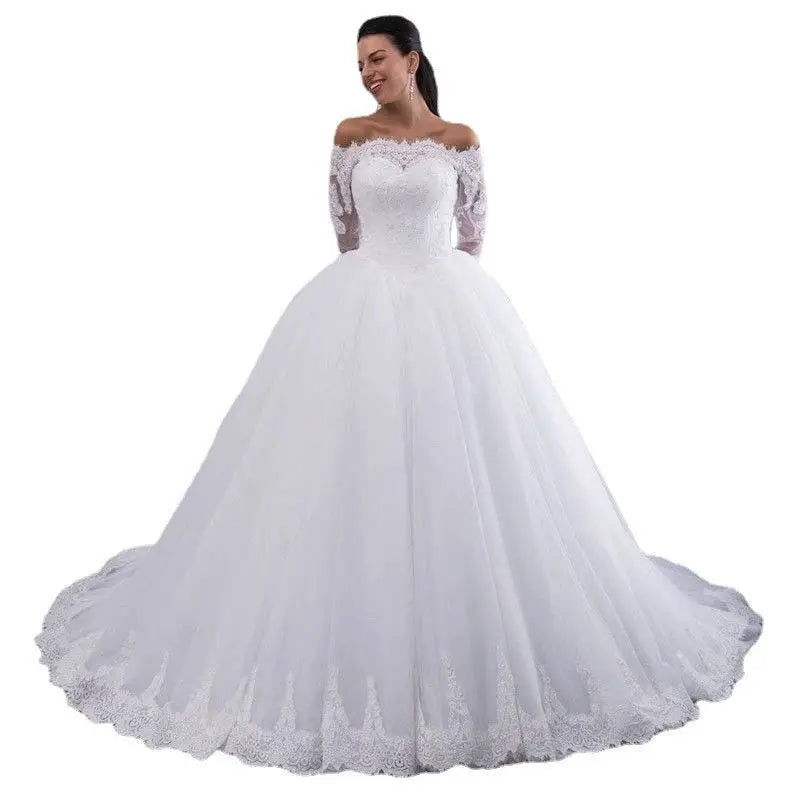 Off-the-Shoulder Bridal Wedding Lace Gown