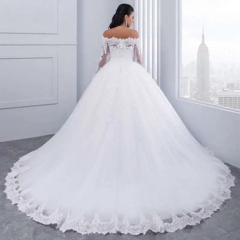 Off-the-Shoulder Bridal Wedding Lace Gown