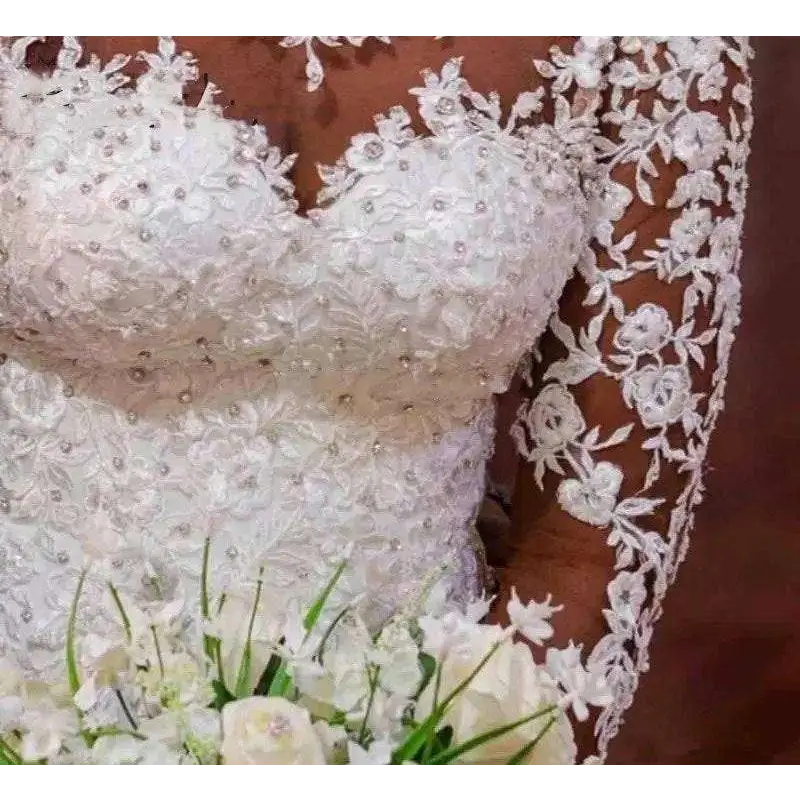 Off the Shoulder Long Sleeves Mermaid White Wedding Dress