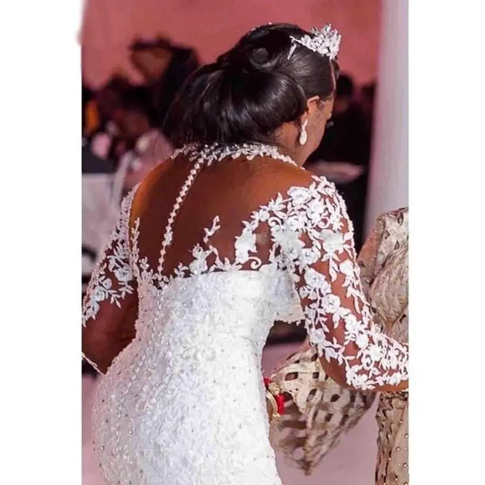 Off the Shoulder Long Sleeves Mermaid White Wedding Dress