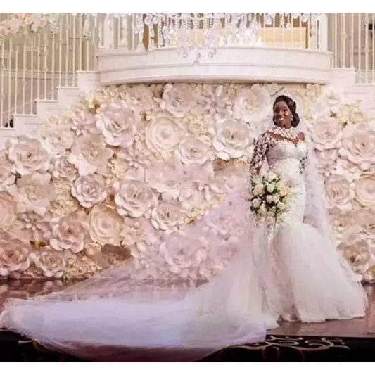 Off the Shoulder Long Sleeves Mermaid White Wedding Dress
