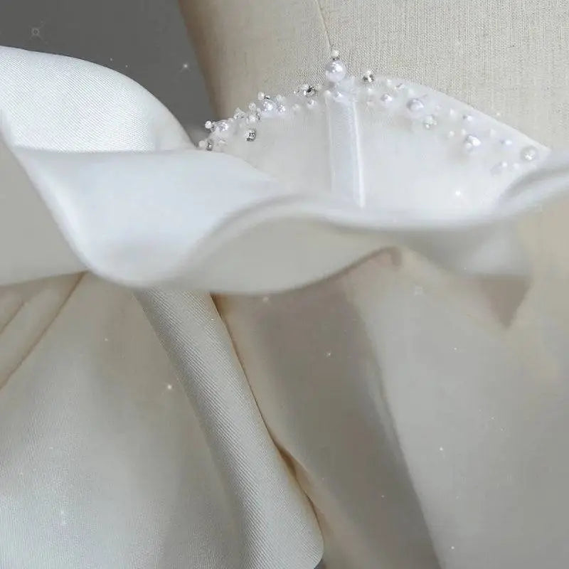 Off the Shoulder Satin Light Wedding Dress