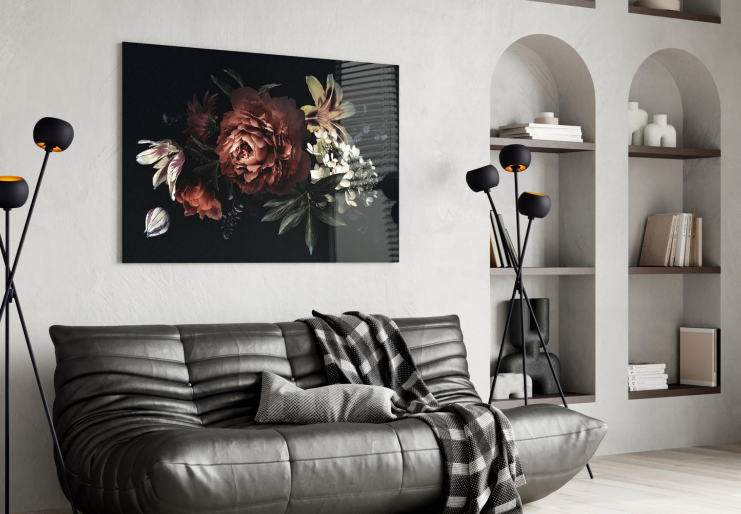 Floral Pattern Glass Wall Art