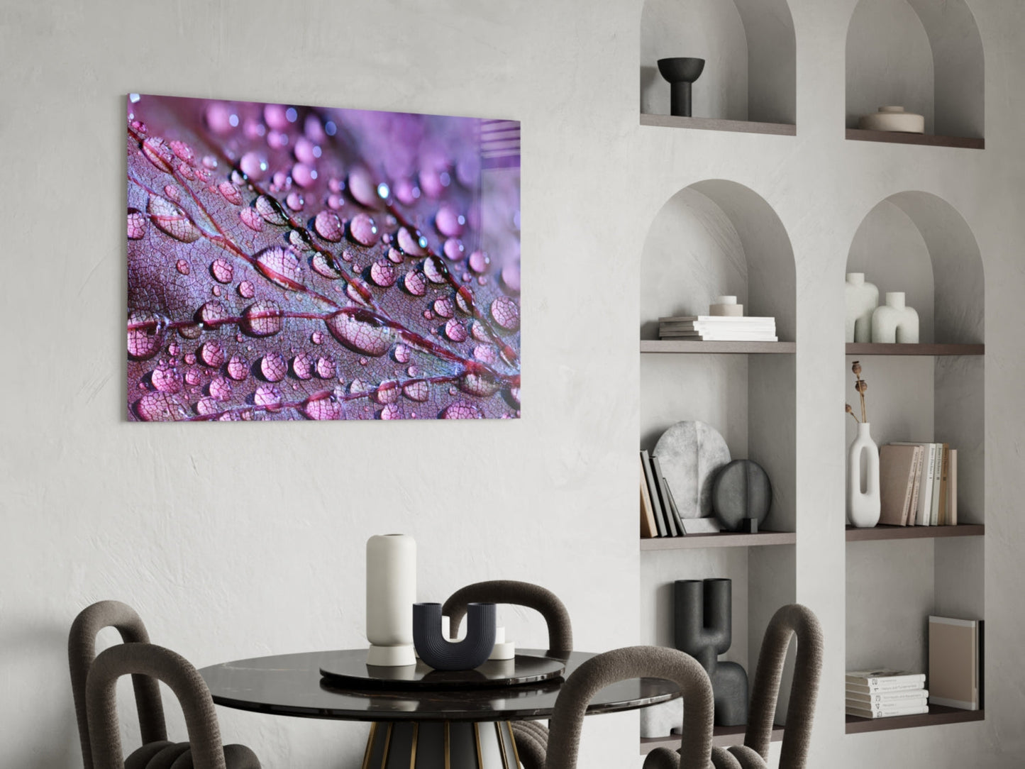 Purple Leaf Glass Wall Art