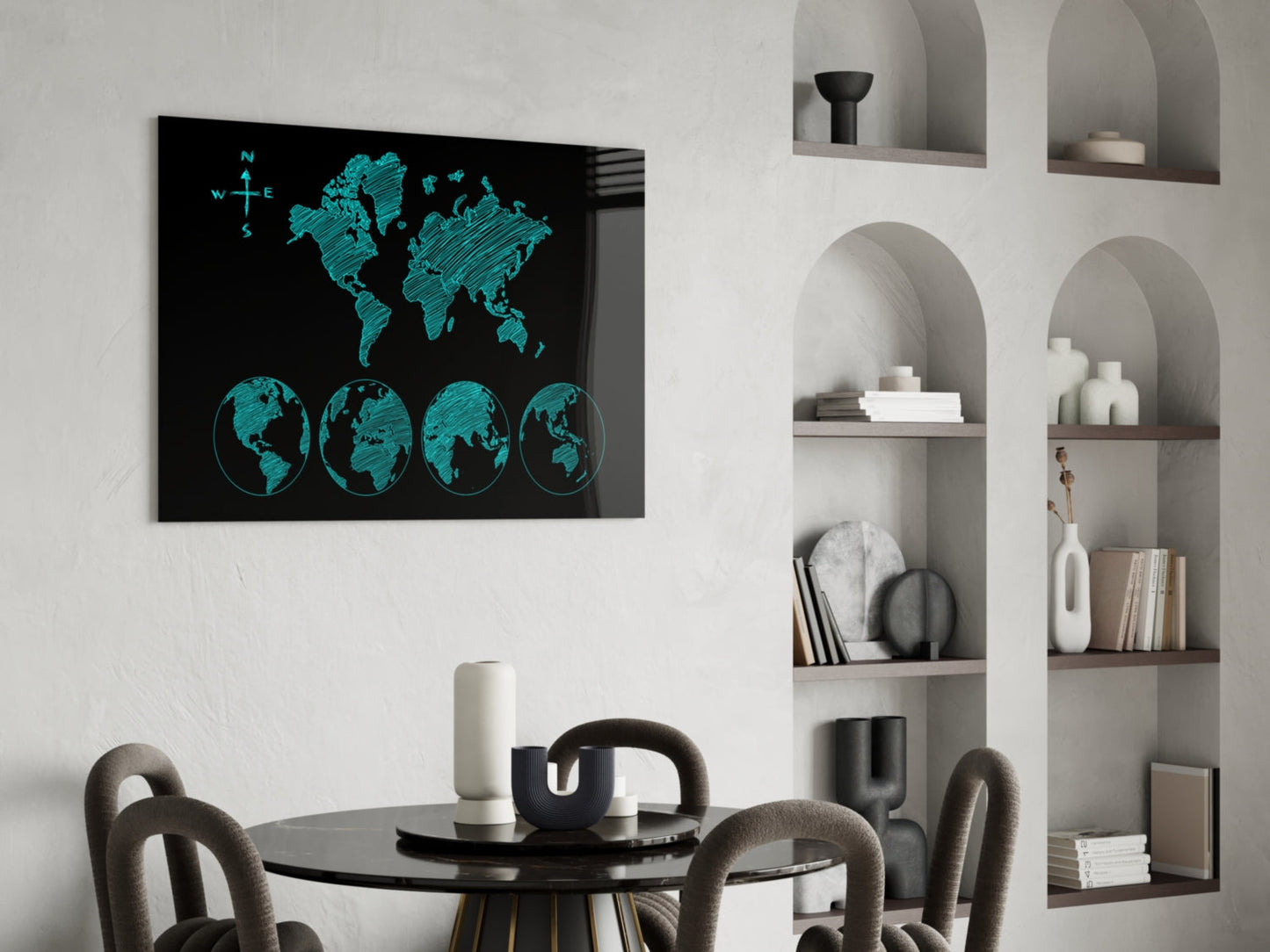 Continents Glass Wall Art