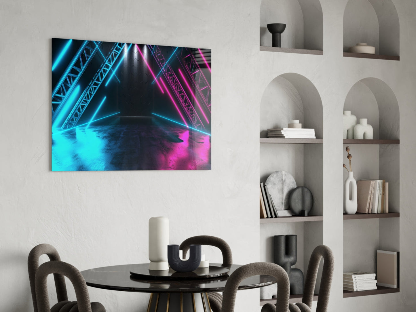 Neon Lights Glass Wall Art