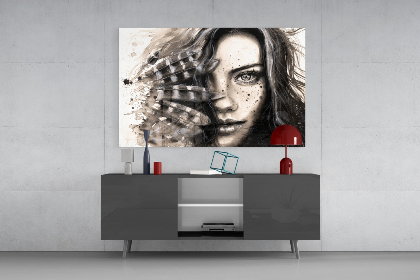 Woman Portrait Glass Wall Art