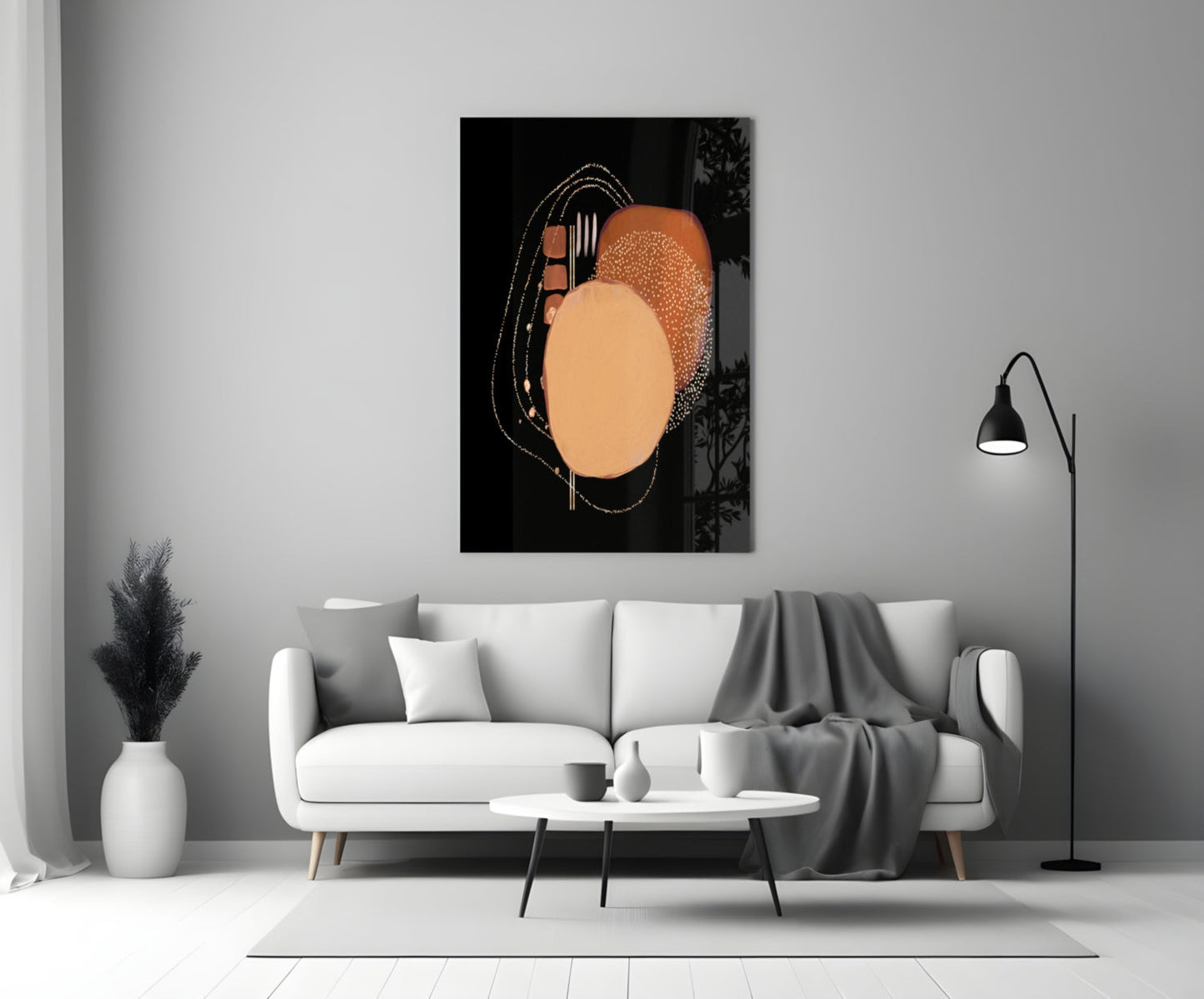 Abstract Black Glass Wall Art
