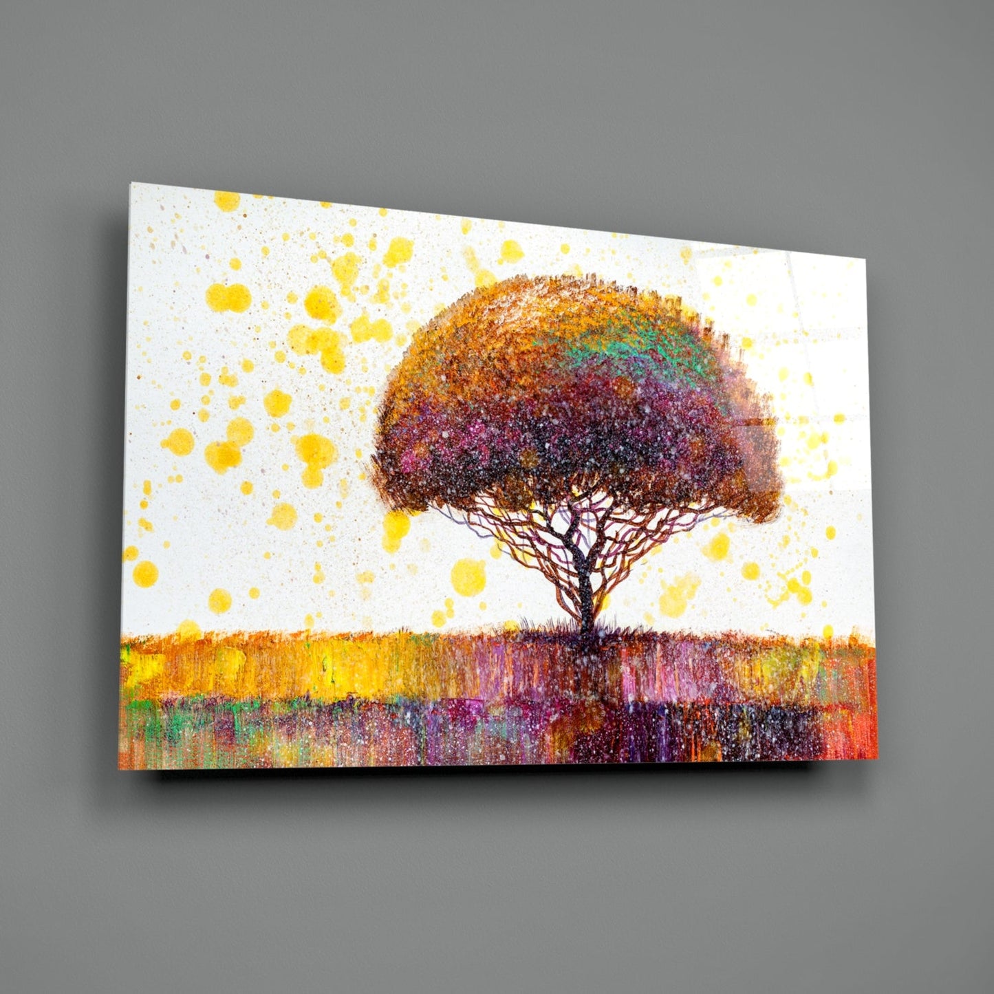 Colorful Tree Glass Wall Art