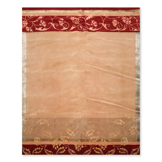 8' x 10' Hand Knotted Superfine Wool & Silk Tibetan Oriental Area Rug Tan-0